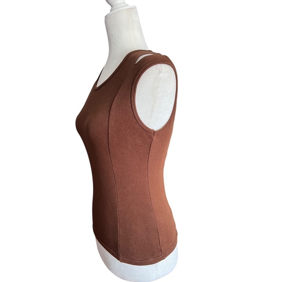 Vtg Y2K Brown Split-Strap Brown Tank M - Picture 4 of 5